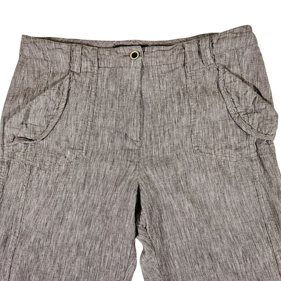 Sandro Sportswear Linen Blend Straight Leg Capris, Brown, Size 10 - Picture 2 of 12